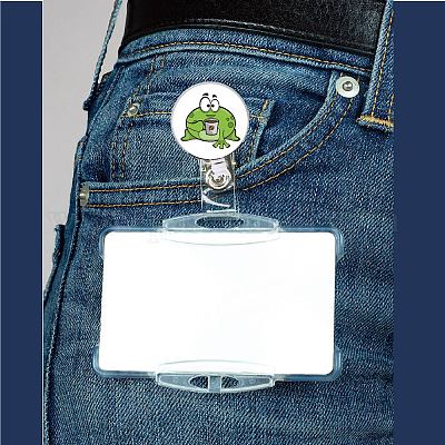 CREATCABIN Badge Reel Retractable Frog Badge Holder Badge Scroll ID Card  Reels Lanyard Alligator Clip Hanging Name Tag Card for Nurse Doctor Nursing
