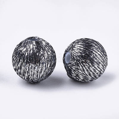 Perline rivestite in tessuto di filo di poliestere&nbsp;WOVE-T009-12mm-03-1