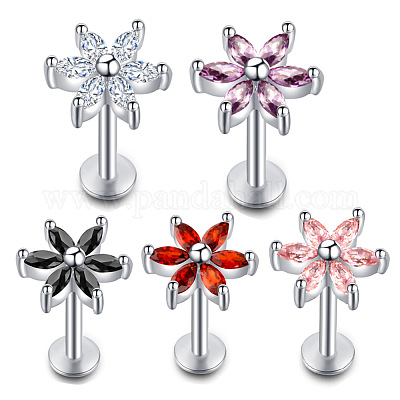 Лабреты из нержавеющей стали 304 с кубическим цирконием без резьбы WG16961-08-1