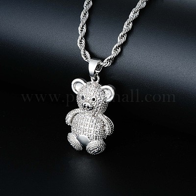 Латунные микро-паве кубические цирконии милые мини-подвески в виде мультяшных медведей для женщин OL3242-2-1