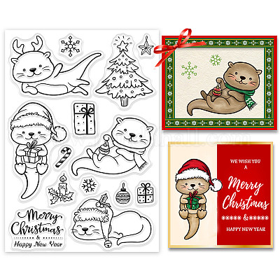 Wholesale GLOBLELAND Christmas Otter Clear Stamps Xmas Trees Gifts  Snowflake Silicone Clear Stamp Seals for Cards Making DIY Scrapbooking  Photo Journal Album Decoration 