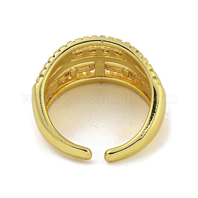 Манжеты из латуни с микро паве кубический цирконий для женщин&nbsp;LS-RJEW-E294-04G-01-1