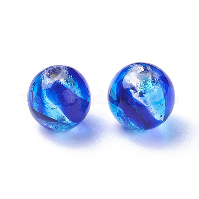 Бусины ручной работы бусины серебряной фольгой&nbsp;FOIL-L017-003-1