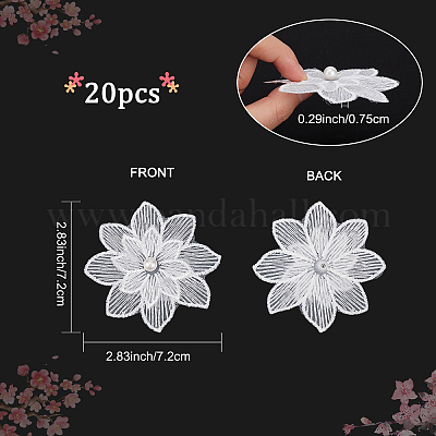 Wholesale Gorgecraft 20Pcs 3D Flower Polyester Lace Computerized Embroidery  Ornament Accessories 