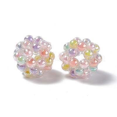 Прозрачные пластиковые плетеные бусины ручной работы&nbsp;KY-P015-03-1