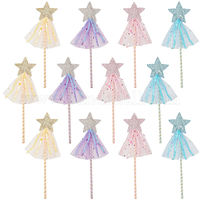 12 шт. Звездная волшебная палочка из полиэстера с блестками 4 цветов&nbsp;DIY-CP0011-94A-1