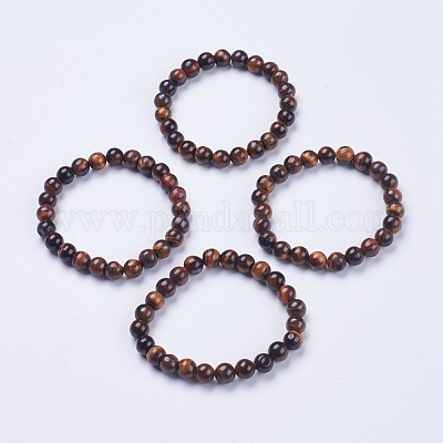 Естественно тигровый глаз бисером браслеты простирания&nbsp;BJEW-I253-8mm-27-1