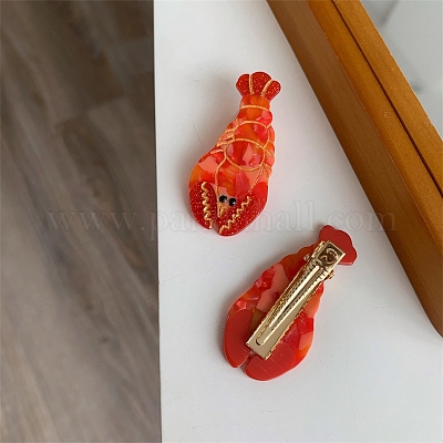 Симпатичная заколка для волос в клетку из ацетата коричневого цвета&nbsp;PW-WG8EA8C-02-1