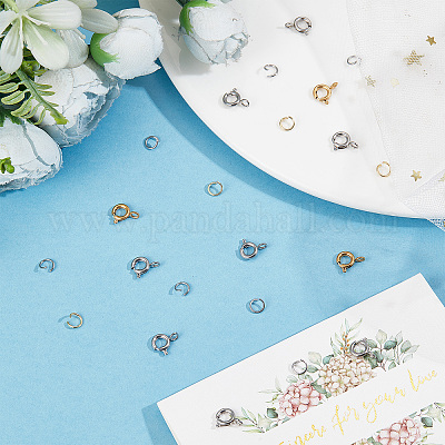 20 шт. 2-х цветные застежки-кольца из нержавеющей стали 304 с гладкой поверхностью&nbsp;STAS-SC0004-42-1