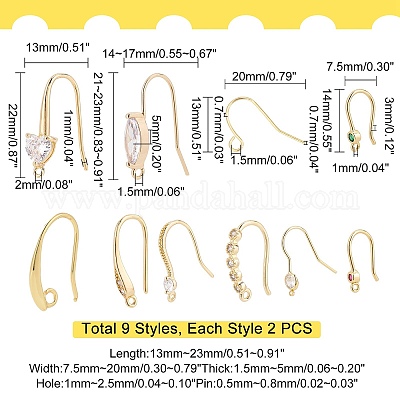 Wholesale PH PandaHall 90 Pairs 18K Gold Plated Earring Hooks 6