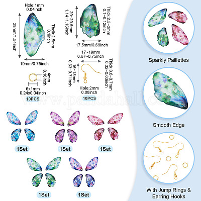 Наборы для самостоятельного изготовления сережек-подвесок в виде крыльев бабочки&nbsp;DIY-TA0013-27-1