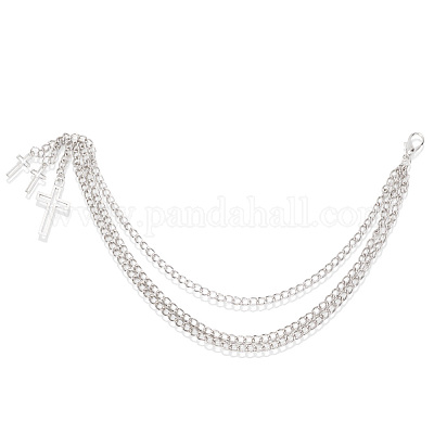 2 шт. двухслойные браслеты из сплава с крестиками для женщин&nbsp;AJEW-SP0001-96-1