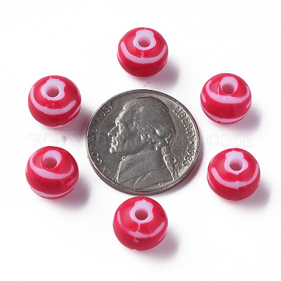 Непрозрачные полосатые акриловые бусины&nbsp;MACR-S373-27D-03-1