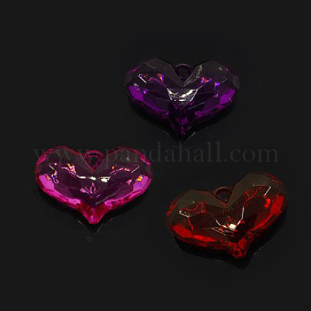 Mixed Color Transparent Acrylic Faceted Heart Pendants X-TACR-I003-22-1