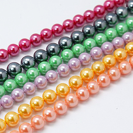 Shell Pearl Beads Strands BSHE-D001-14mm-M-1
