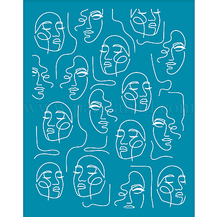 Olycraft 4x5 pouce abstrait femmes visage ligne pochoirs en argile abstrait visage sérigraphie pour pâte polymère sérigraphie pochoirs maille transfert pochoirs maille pochoir pour la fabrication de bijoux en argile polymère DIY-WH0341-058-1
