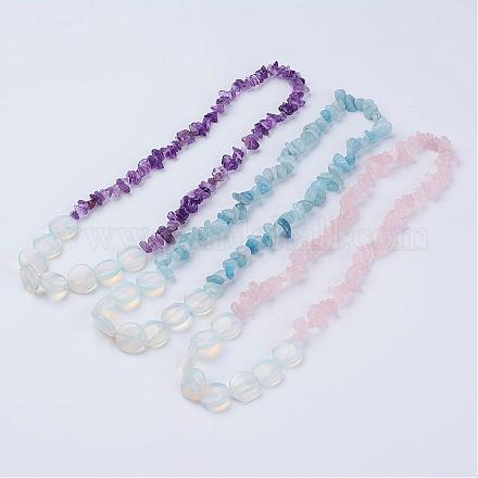 Natural & Synthetic Mixed Gemstone Beaded Necklaces NJEW-JN01856-1