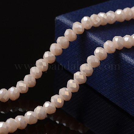 1 Strand Electroplate Opaque Solid Color Crystal Glass Rondelle Beads Strands X-EGLA-F048A-03AB-1