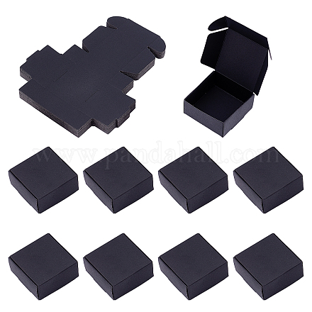 SUPERFINDINGS 30PCS Kraft Paper Gift Box Square Gift Box with Lids Black Folding Boxes for Gifts Crafting Boxes 5.5x5.5x2.5cm after Assembled CON-FH0001-05B-03-1