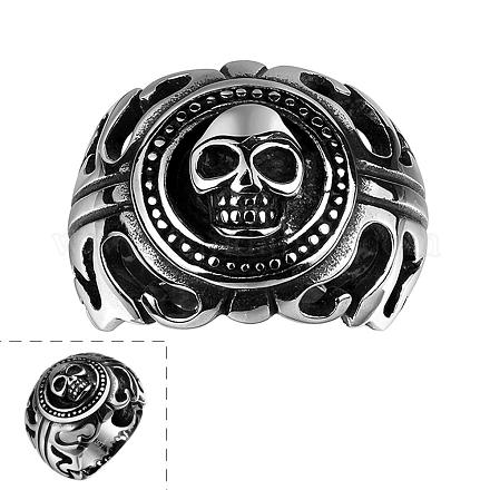 Punk Rock Style Men's 316L Surgical Stainless Steel Skull Rings RJEW-BB06632-11-1