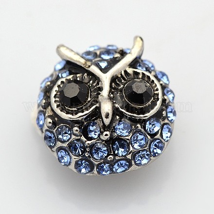 Owl Head Antique Silver Zinc Alloy Jewelry Snap Buttons SNAP-O020-61-NR-1