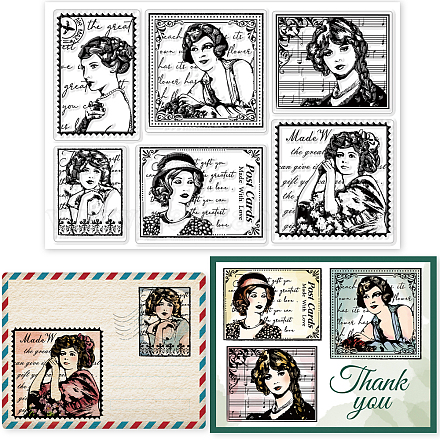 GLOBLELAND Vintage Lady Clear Stamps European Medieval Style Silicone Clear Stamp Seals for DIY Scrapbooking Journals Decorative Cards Making Photo Album DIY Craft DIY-WH0167-57-0491-1