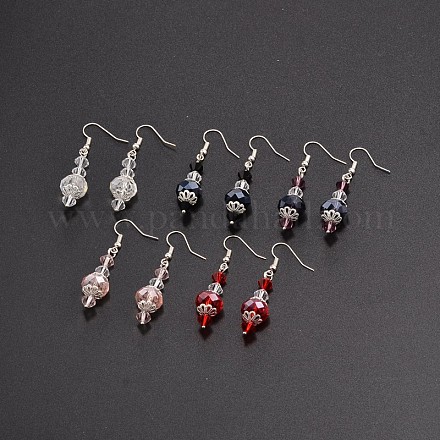 Glass Beaded Dangle Earrings EJEW-JE01623-1