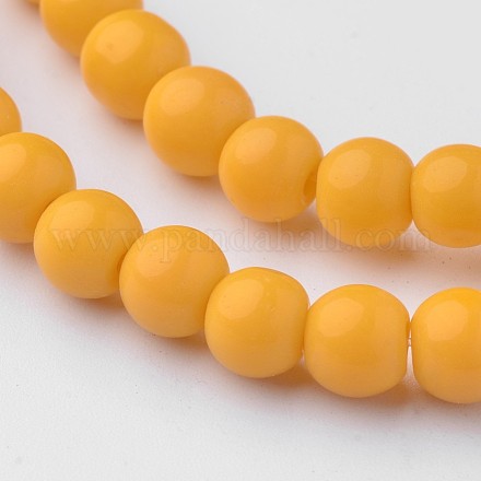 Chapelets de perles en verre opaque de couleur unie GLAA-D080-6mm-13-1