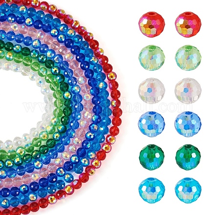 Pandahall 8 Strands 8 Colors Transparent Electroplate Glass Beads Strands EGLA-TA0001-27B-1