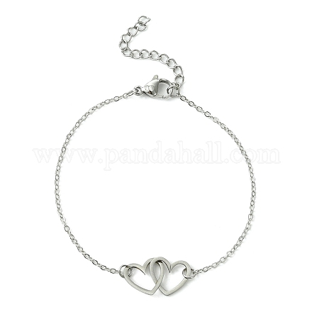 Bracelet à maillons cœurs entrelacés en alliage avec chaînes câblées en laiton BJEW-JB09798-1