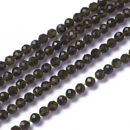 Naturale lucentezza dorata perle di ossidiana fili G-F596-17-4mm-1