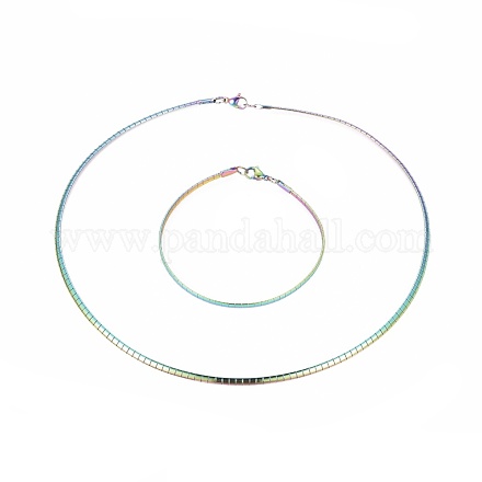 304 из нержавеющей стали ожерелья колье и браслеты комплекты ювелирных изделий SJEW-L144-A03-M-1