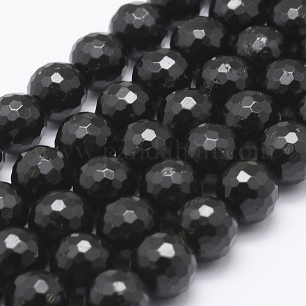 Naturali nera perle di tormalina fili G-J373-25-6mm-1