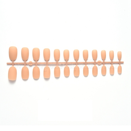 12 faux ongles courts français de couleur unie naturelle givrée de taille différente MRMJ-T078-97-06-1