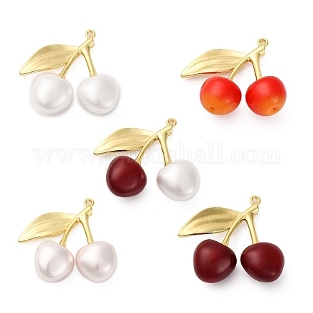 Подвески из латуни и пластика вишни KK-I276-18G-1