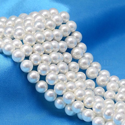 Ab Farbe überzog Shell-Perle runden Perle Stränge BSHE-L011-12mm-C001-1