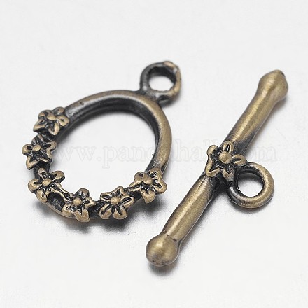 Brushed Brass Ring Toggle Clasps KK-L116-21AB-NF-1