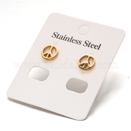Peace Sign 304 Stainless Steel Stud Earrings EJEW-O052-06G-1