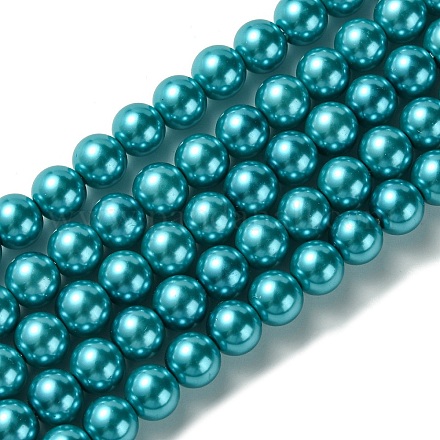 Umweltfreundliche runde Perlenstränge aus gefärbtem Glasperlen HY-A002-8mm-RB073-1