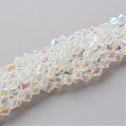 Chapelets de perles en verre transparent manuelles G02QC0P2-1