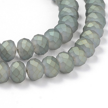 Fili di perle di vetro rondelle sfaccettate placcate arcobaleno EGLA-J054-10x8mm-FR05-1