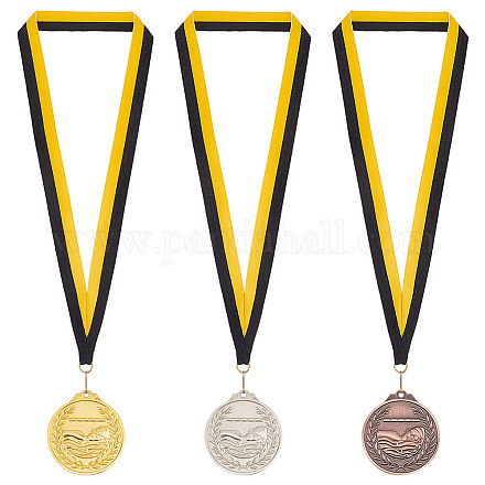 Fingerinspire 3 medaglia di nuoto in lega di 3 colori AJEW-FG0003-36-1