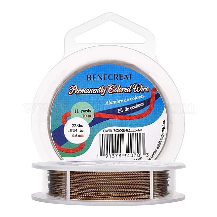 BENECREAT 23 Gauge/0.6mm Jewelry Copper Wire Tarnish Resistant Twist Craft Wire 10M/Roll Antique Bronze Copper Beading Wire for Jewelry Making Supplies and Crafting CWIR-BC0008-0.6mm-AB-1