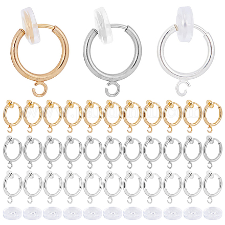 SUNNYCLUE 1 Box 30Pcs Clip on Earring Converters Brass Earrings Components Huggie Hooks with Open Loops Ear Pads Earring Clips for Jewelry Making Non-Pierced Ears DIY Earring Backs & Findings Adult KK-SC0003-26-1