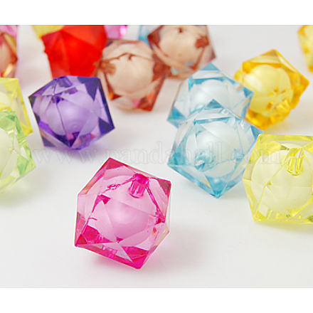 Mixed Color Transparent Acrylic Faceted Cube Beads X-TACR-Y03BC-16mm-1