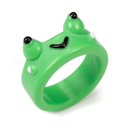 かわいいカエル樹脂指輪  グリーン  usサイズ8（18.1mm） RJEW-BB70488-B-1