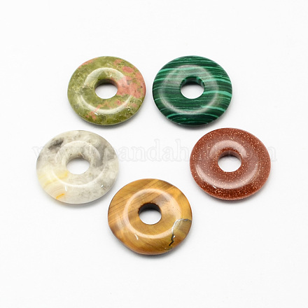 Mixed Donut Gemstone Pendants X-G-R220-23-1