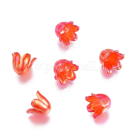 6-Petal Imitation Jelly Acrylic Bead Caps JACR-T002-02E-1
