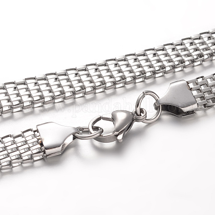 304 Stainless Steel Mesh Chain Necklaces and Bracelets Jewelry Sets SJEW-F129-02-P-1