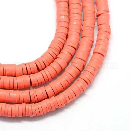 Flat Round Eco-Friendly Handmade Polymer Clay Bead Spacers X-CLAY-R067-4.0mm-14-1